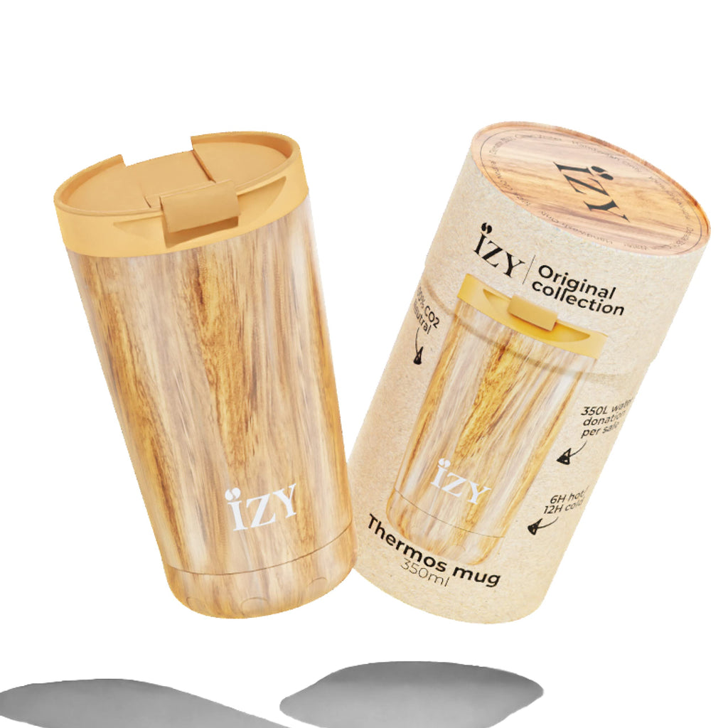 IZY Thermobecher - Kaffeebecher to Go 350ml - Thermoskanne für unterwegs - Becher mit Deckel - Teetasse aus Edelstahl - BPA-frei