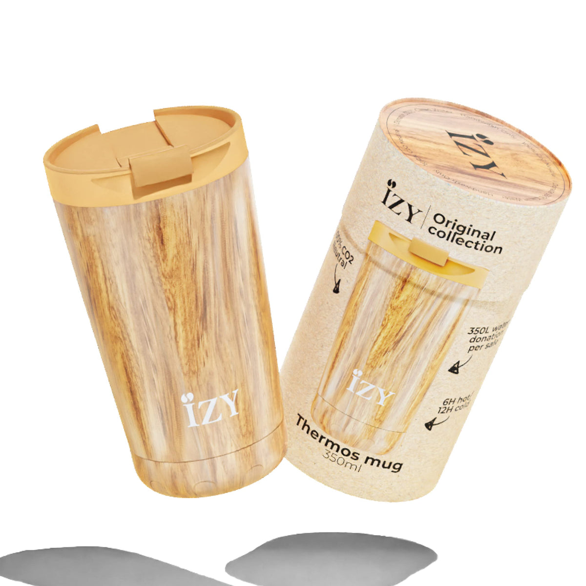 IZY Thermobecher - Kaffeebecher to Go 350ml - Thermoskanne für unterwegs - Becher mit Deckel - Teetasse aus Edelstahl - BPA-frei