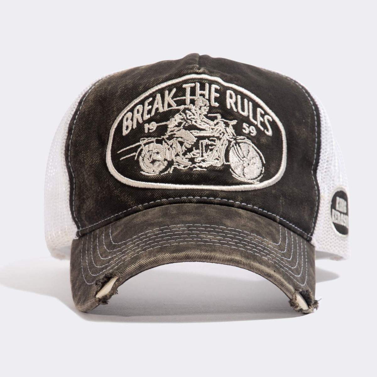 King Kerosin Trucker Cap Break the Rules Used Look Mesh Biker Rockabilly