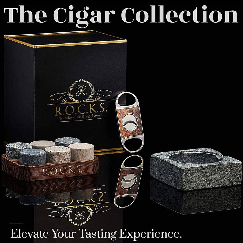 The Gentleman's Set – Cigar Aficionado Geschenkset mit Zigarrenaschenbecher & Whiskysteinen.