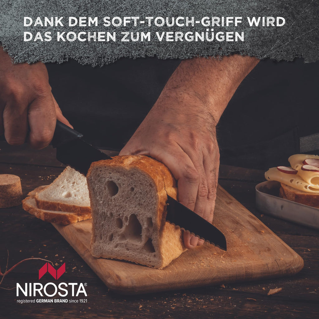 Nirosta Santokumesser Black Edition 16 cm Edelstahl Hohlschliff Küchenmesser