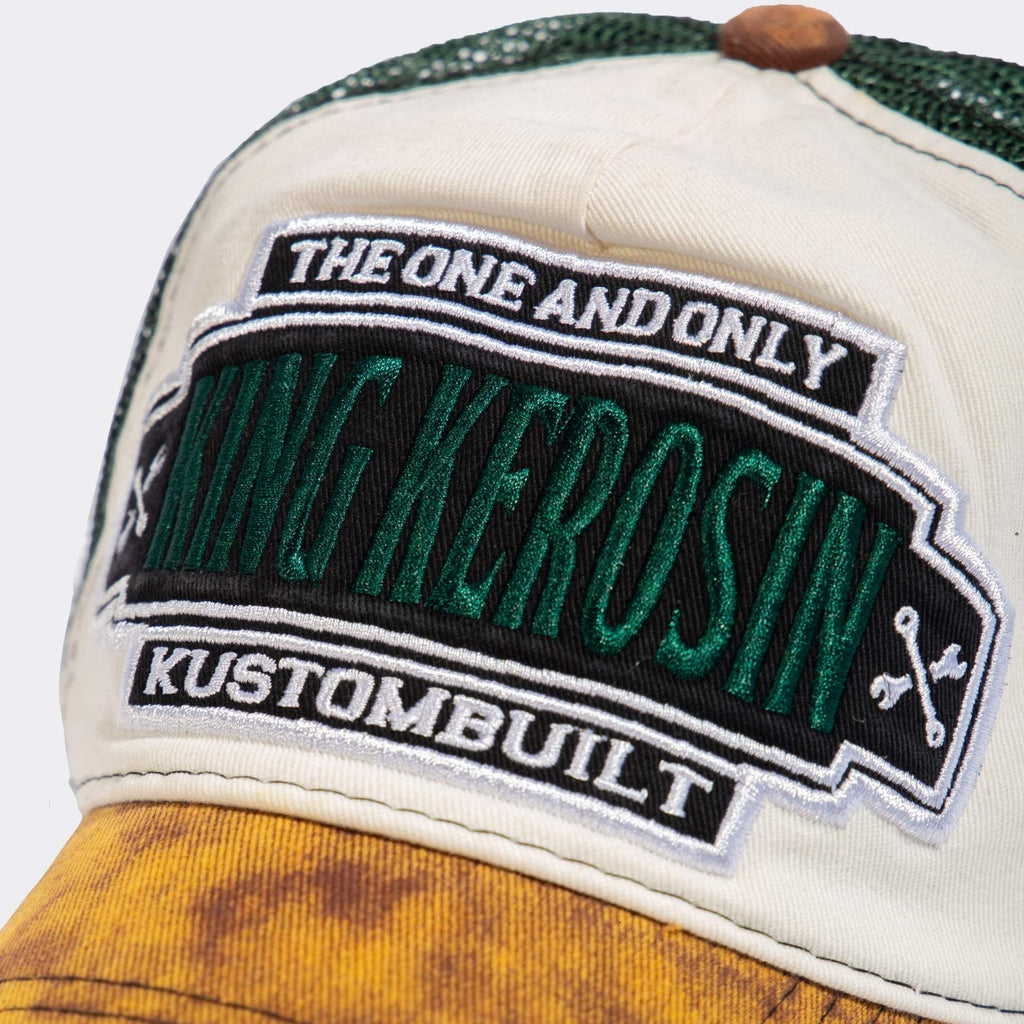King Kerosin Trucker Cap Kustombuilt Used Look Mesh Biker Rockabilly Schwarz