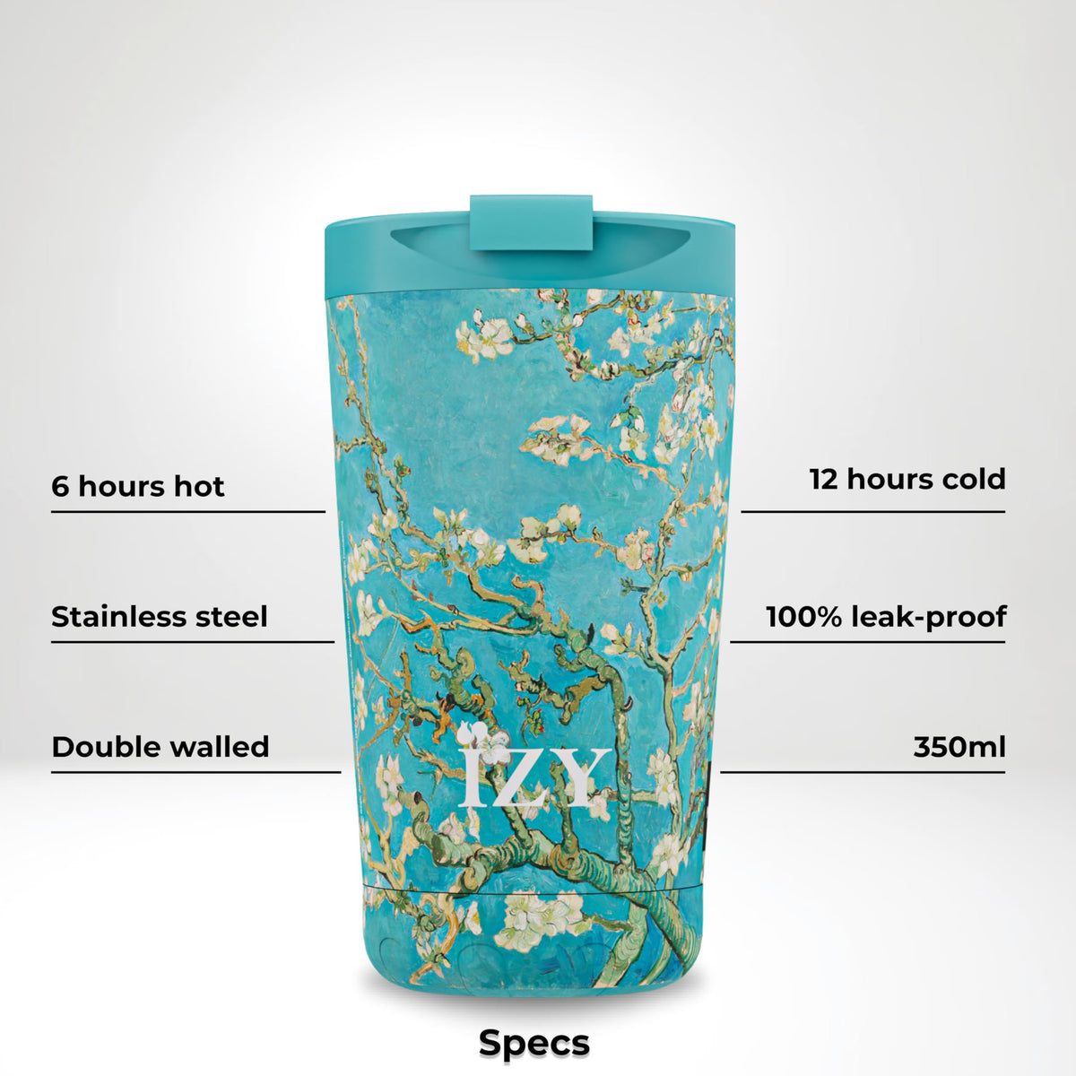 IZY Thermobecher - Kaffeebecher to Go 350ml - Thermoskanne für unterwegs - Becher mit Deckel - Teetasse aus Edelstahl - BPA-frei