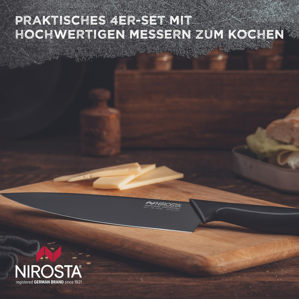 Nirosta Santokumesser Black Edition 16 cm Edelstahl Hohlschliff Küchenmesser