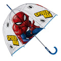 ARDITEX Kinder-Regenschirm, transparent, Spiderman, EVA, 67 cm Durchmesser, Blasenform, manuelle Öffnung, 8 Paneele
