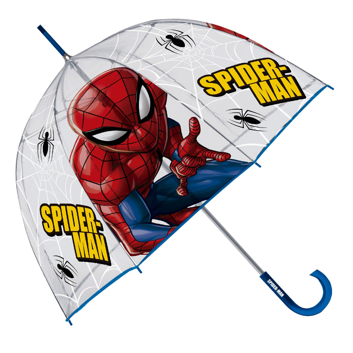 ARDITEX Kinder-Regenschirm, transparent, Spiderman, EVA, 67 cm Durchmesser, Blasenform, manuelle Öffnung, 8 Paneele