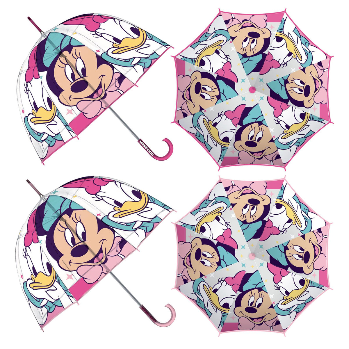 ARDITEX Kinder-Regenschirm, transparent, Minnie Maus, EVA, 67 cm Durchmesser, Blasenform, manuelle Öffnung, 8 Paneele