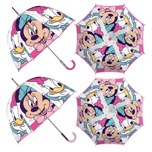 ARDITEX Kinder-Regenschirm, transparent, Minnie Maus, EVA, 67 cm Durchmesser, Blasenform, manuelle Öffnung, 8 Paneele