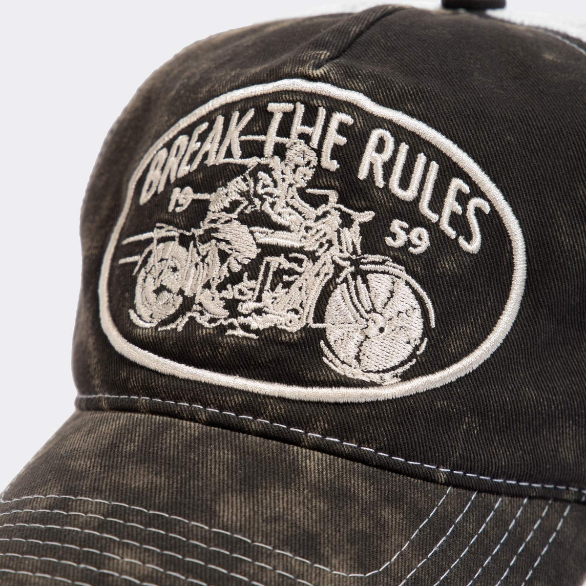 King Kerosin Trucker Cap Break the Rules Used Look Mesh Biker Rockabilly