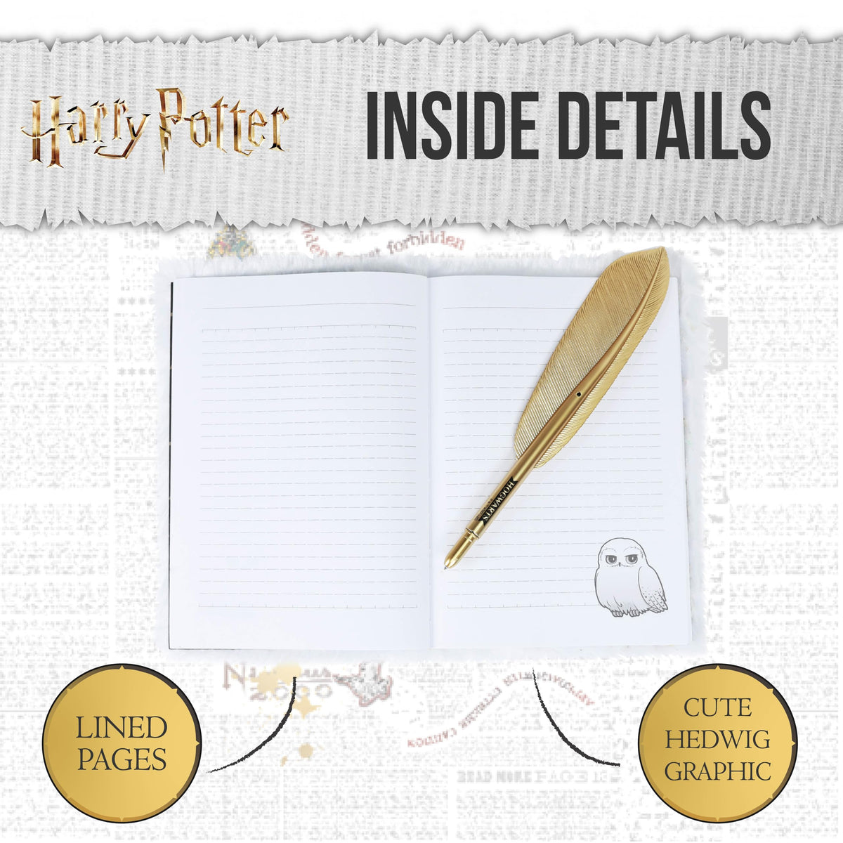 Harry Potter Hedwig Plüsch Notizbuch Set Eule Schreibwaren Geschenk Fanartikel