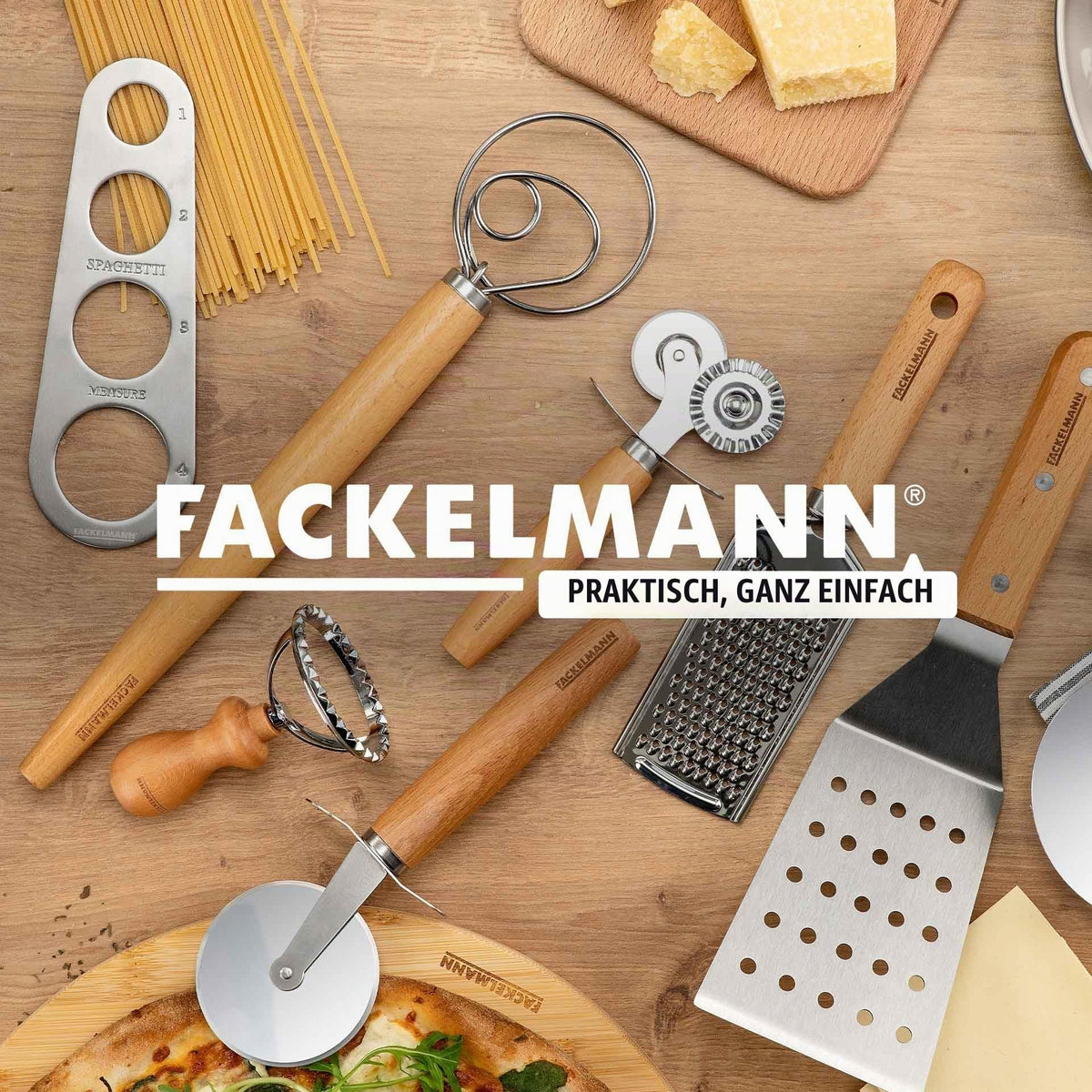 Fackelmann Ravioli Ausstecher 6,5 cm Rund Geriffelt Holzgriff Pizza & Pasta