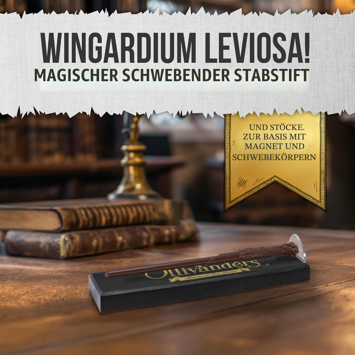 Harry Potter Schwebender Zauberstab Stift Set mit Ständer Sammler Geschenk