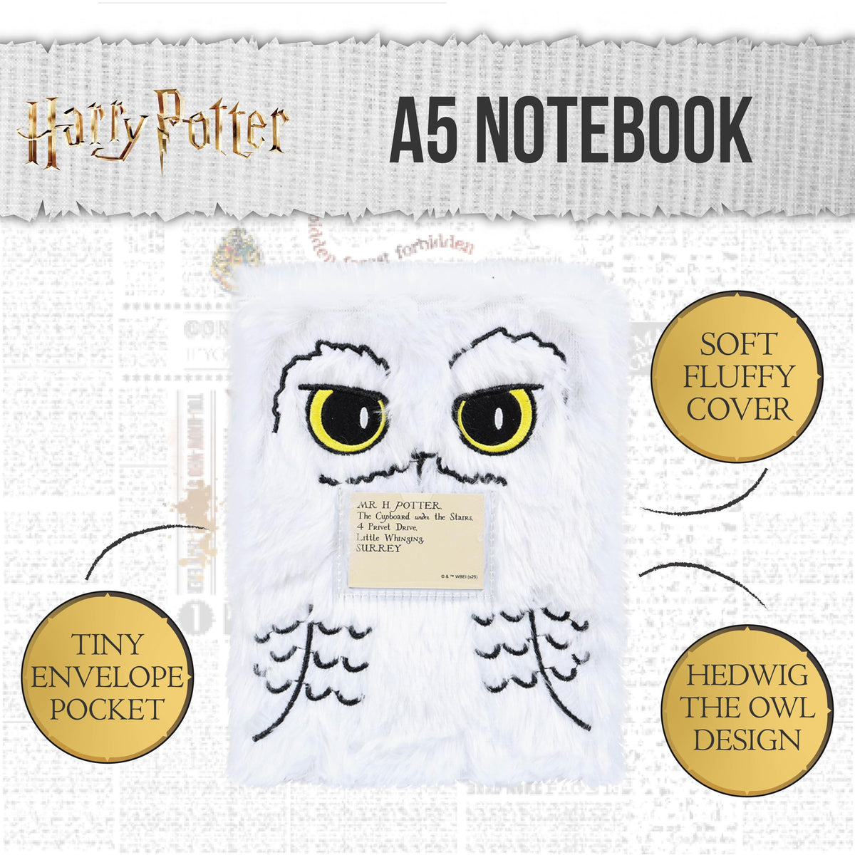 Harry Potter Hedwig Plüsch Notizbuch Set Eule Schreibwaren Geschenk Fanartikel