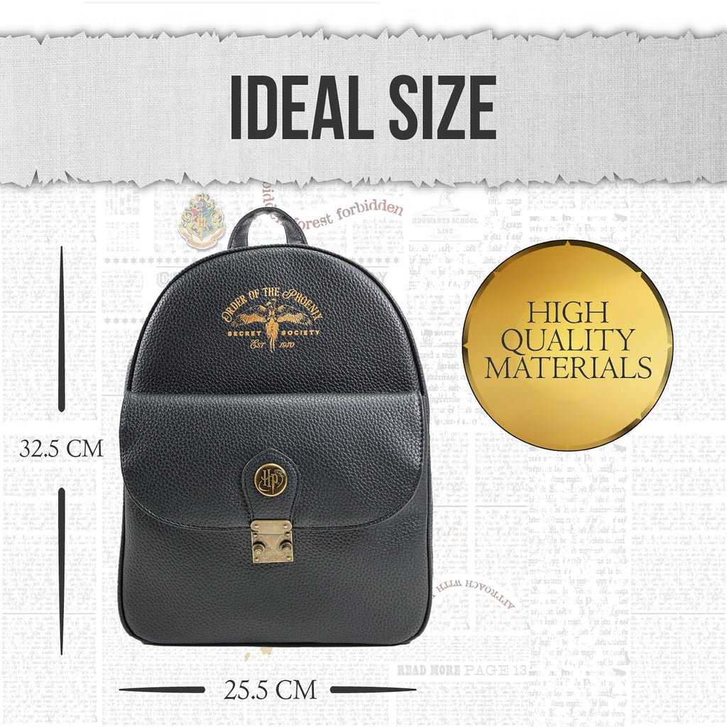 Harry Potter Rucksack Orden des Phönix Schwarz Gold Lederoptik Fanartikel