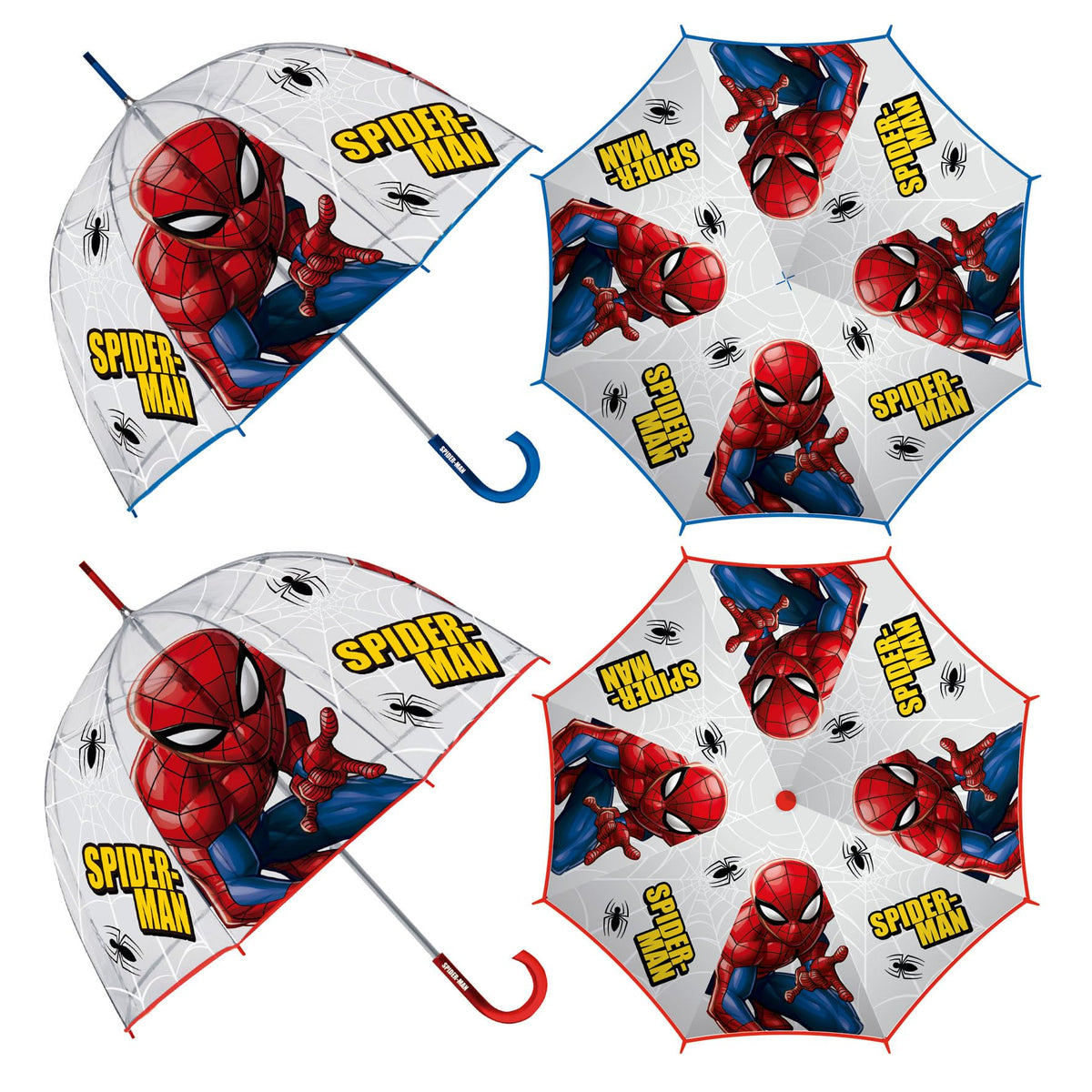ARDITEX Kinder-Regenschirm, transparent, Spiderman, EVA, 67 cm Durchmesser, Blasenform, manuelle Öffnung, 8 Paneele