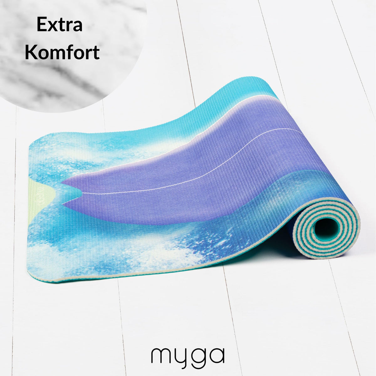 Myga Kinder Yogamatte | Rutschfest & Leichtes Gewicht | 6 mm Dicke | Ideal für Yoga, Bewegung, Spaß & Spiele | 150 cm x 55 cm | Inkl. Yoga-Posen auf Rückseite