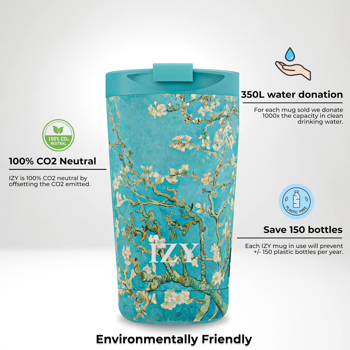 IZY Thermobecher - Kaffeebecher to Go 350ml - Thermoskanne für unterwegs - Becher mit Deckel - Teetasse aus Edelstahl - BPA-frei
