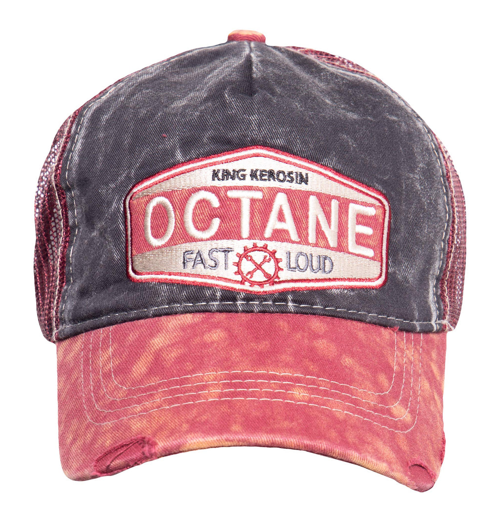 King Kerosin Herren Trucker Cap Im Used Look Octane Casual Bestickt Stickerei Streetwear Schnalle Trucker Cap Octane