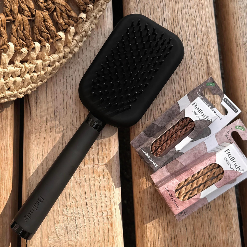 Bellody Haarbürste Selbstreinigend Classic Black Nylonborsten Soft-Touch