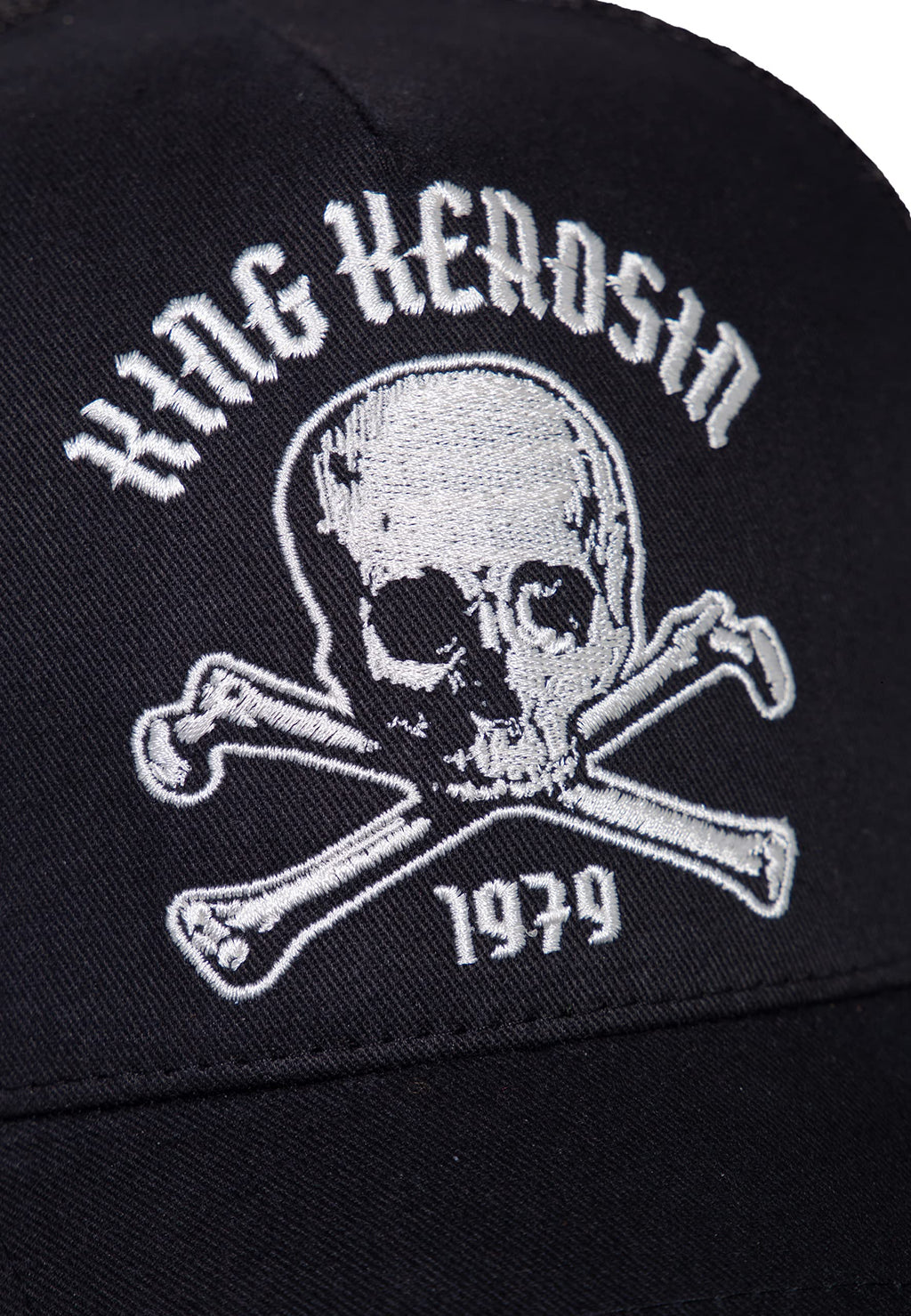 King Kerosin Herren Trucker Cap Frontstickerei Mesh Motorcycle Skull Totenkopf Snapback 1979