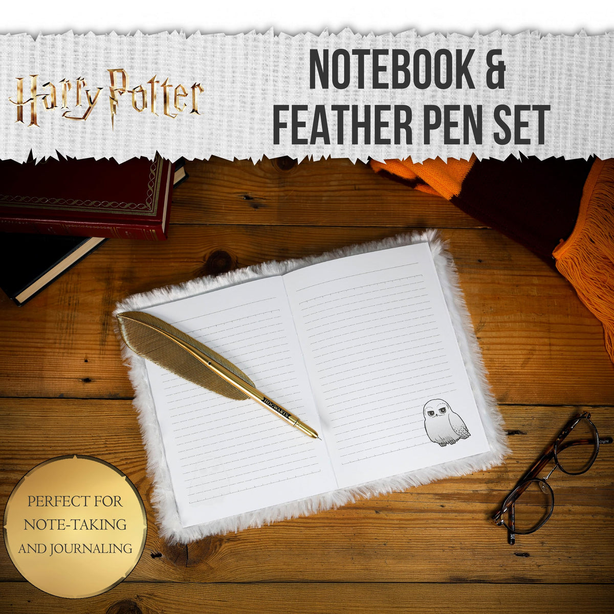 Harry Potter Hedwig Plüsch Notizbuch Set Eule Schreibwaren Geschenk Fanartikel