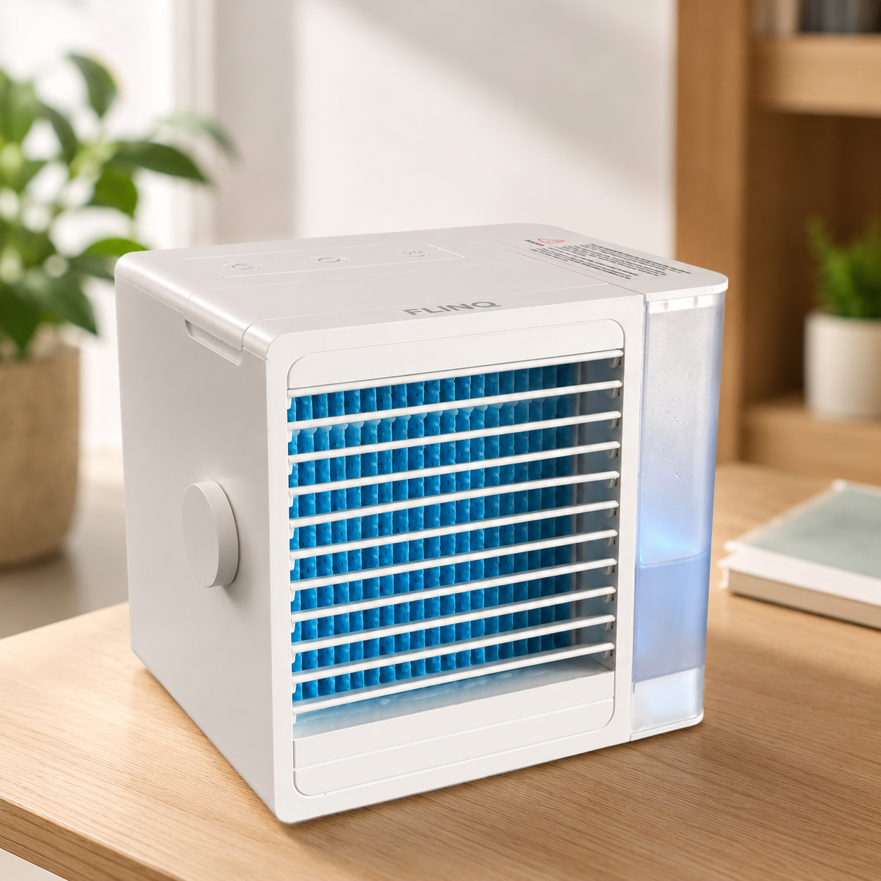 FlinQ Aircooler – Luftkühler – Tischventilator – Klimaanlage – 800 ml Wassertank – LED-Beleuchtung