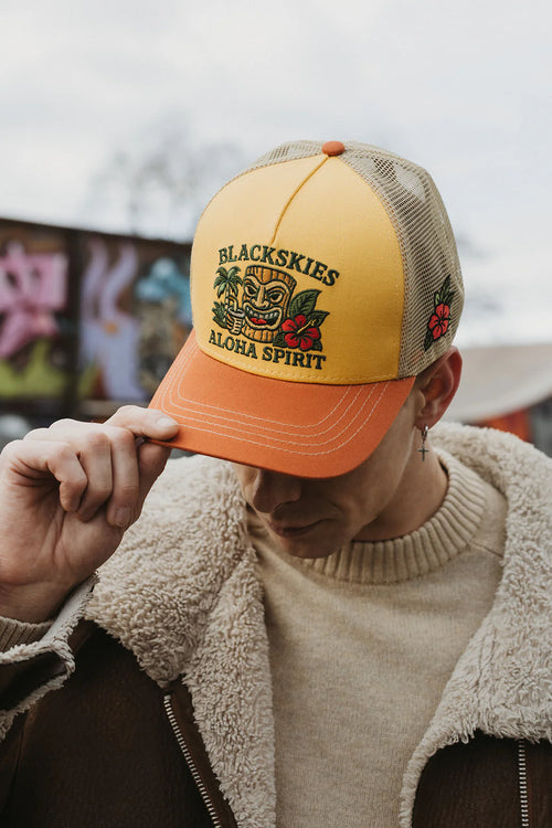 Aloha Spirit Trucker Cap – Sommerliche Cap mit Hawaii- und Tiki-Design
