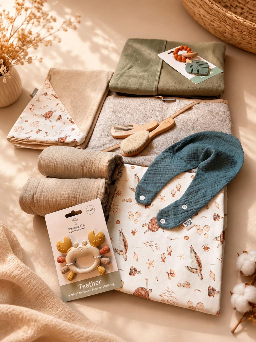 Premium Baby-Geschenkset – 10-teiliges Neugeborenen-Set mit Pflegezubehör.
