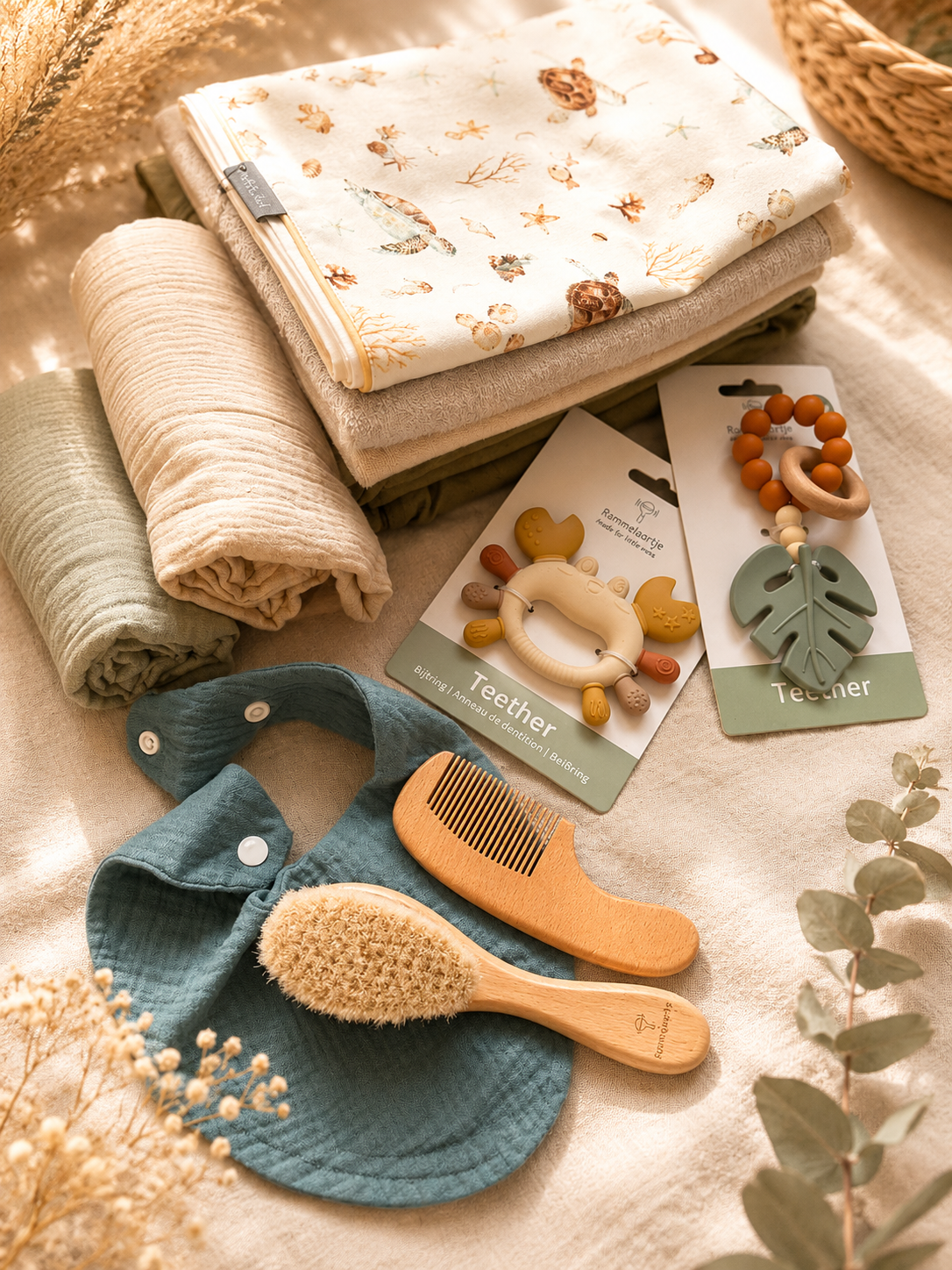 Premium Baby-Geschenkset – 10-teiliges Neugeborenen-Set mit Pflegezubehör.