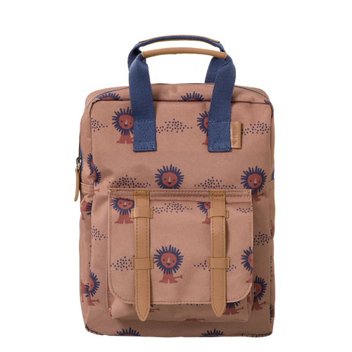 Fresk Kinder-Rucksack Löwe – leichter wasserabweisender Kindergartenrucksack aus recyceltem PET, 28 x 21 x 8 cm.