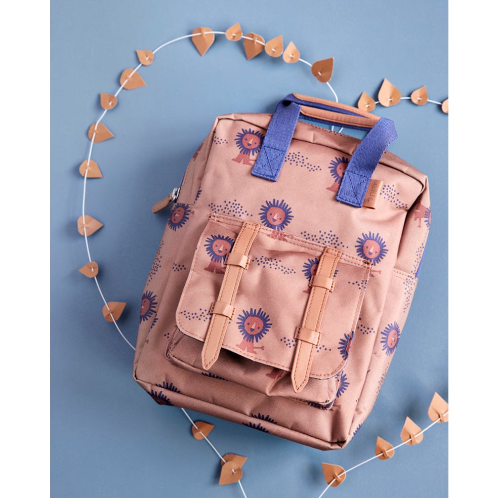Fresk Kinder-Rucksack Löwe – leichter wasserabweisender Kindergartenrucksack aus recyceltem PET, 28 x 21 x 8 cm