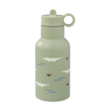 Fresk Thermosflasche Kinder 350 ml Krokodil – doppelwandige Edelstahl-Trinkflasche mit 2 Verschlüssen, Strohhalm & Reinigungsbürste, BPA-frei
