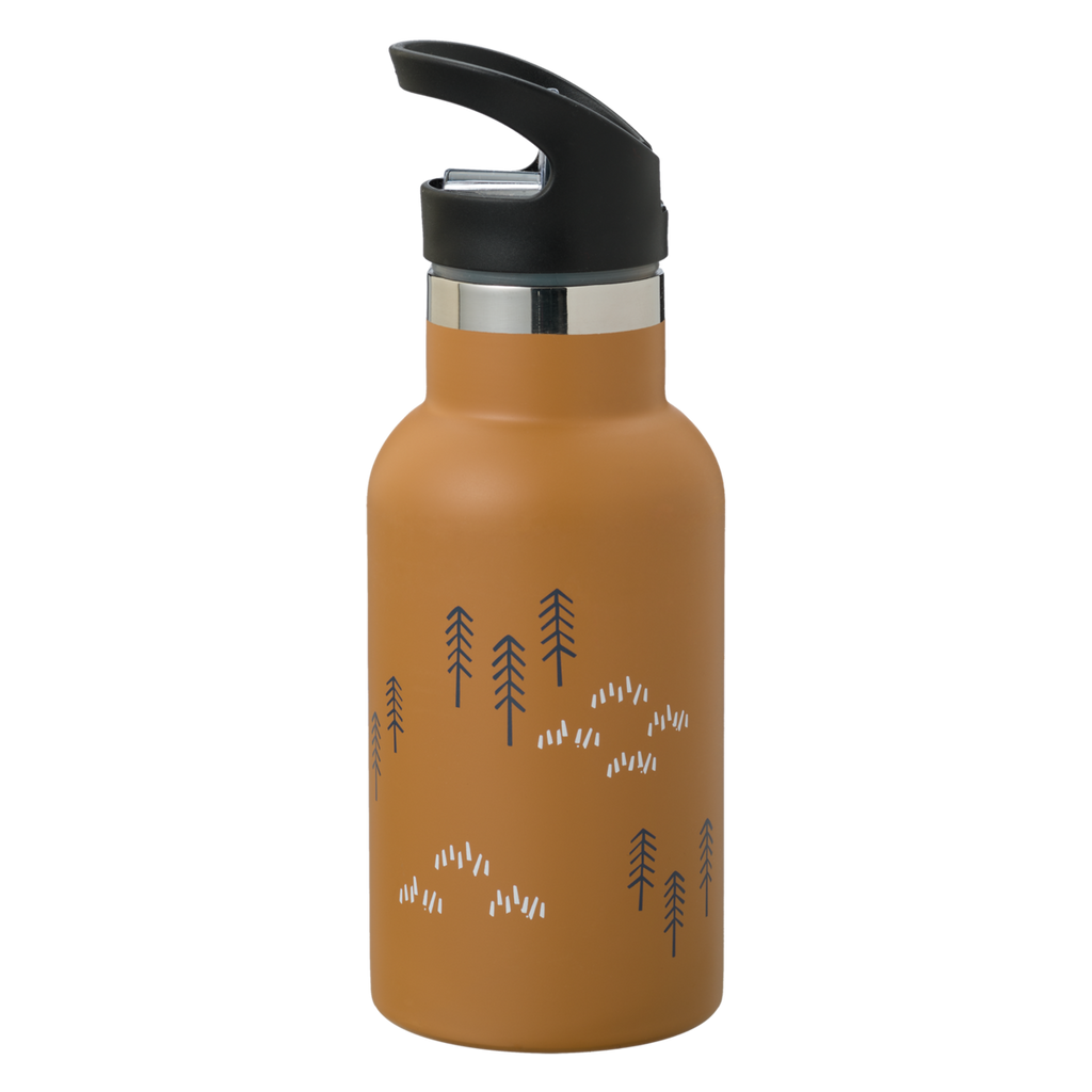 Fresk Thermosflasche Kinder 350 ml – doppelwandige Edelstahl-Trinkflasche mit 2 Verschlüssen, Strohhalm & Reinigungsbürste, BPA-frei.