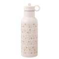 Fresk Thermosflasche Kinder 500 ml Gartenblumen – doppelwandige Edelstahl-Trinkflasche mit 2 Verschlüssen, Strohhalm & Reinigungsbürste, BPA-frei.