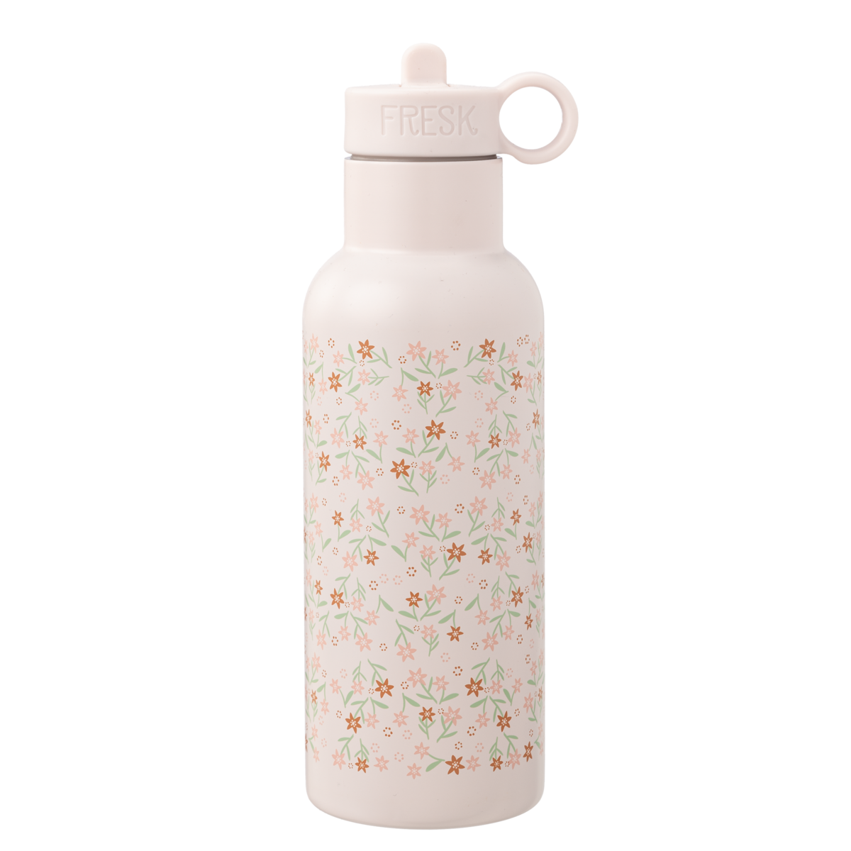 Fresk Thermosflasche Kinder 500 ml Gartenblumen – doppelwandige Edelstahl-Trinkflasche mit 2 Verschlüssen, Strohhalm & Reinigungsbürste, BPA-frei.