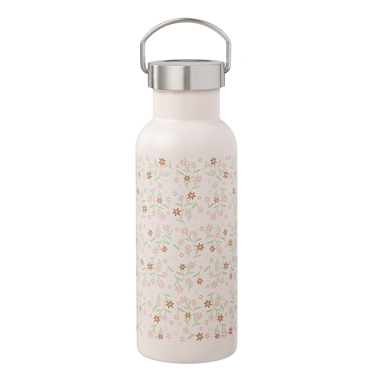 Fresk Thermosflasche Kinder 500 ml Gartenblumen – doppelwandige Edelstahl-Trinkflasche mit 2 Verschlüssen, Strohhalm & Reinigungsbürste, BPA-frei.