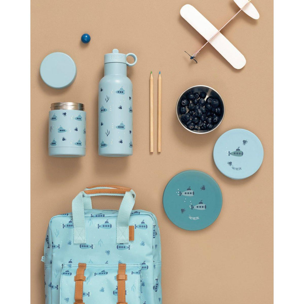Fresk Snackboxen Kinder 2er-Set – Edelstahl Brotdosen mit Silikondeckel, lebensmittelecht, spülmaschinenfest, ab 3 Jahren.