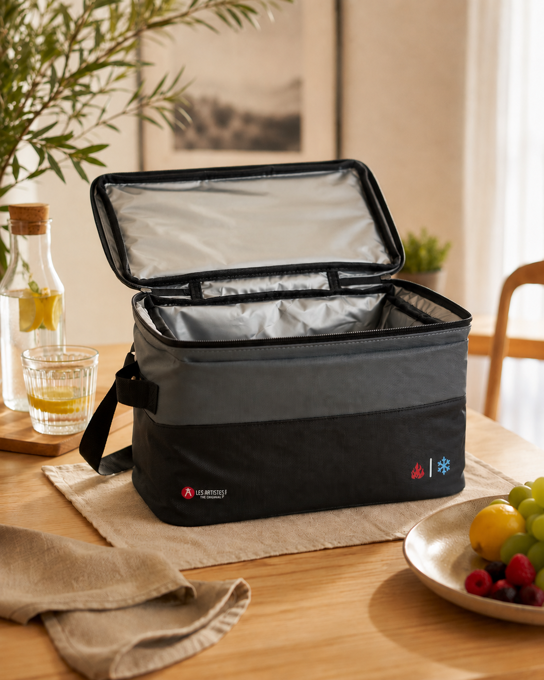 LAP Split Kühltasche L Grau & Schwarz – praktische Isoliertasche mit Henkel.