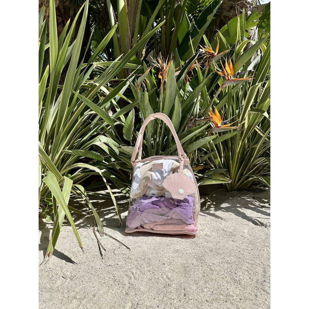 Play & Store Strandtasche – große transparente Badetasche mit Netzboden.