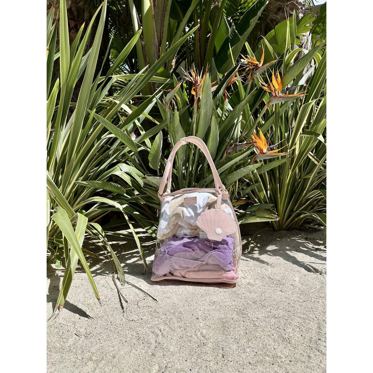 Play & Store Strandtasche – große transparente Badetasche mit Netzboden.