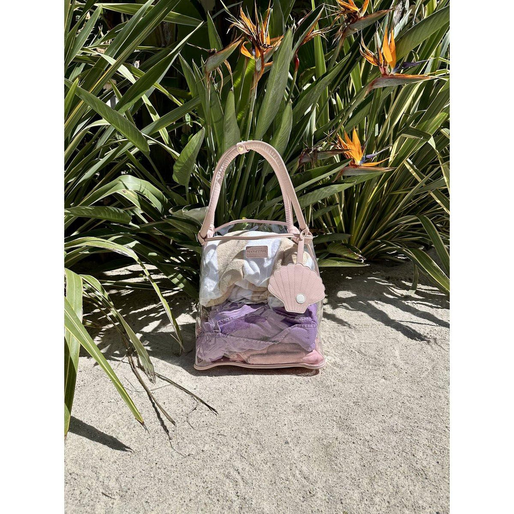 Play & Store Strandtasche – große transparente Badetasche mit Netzboden.
