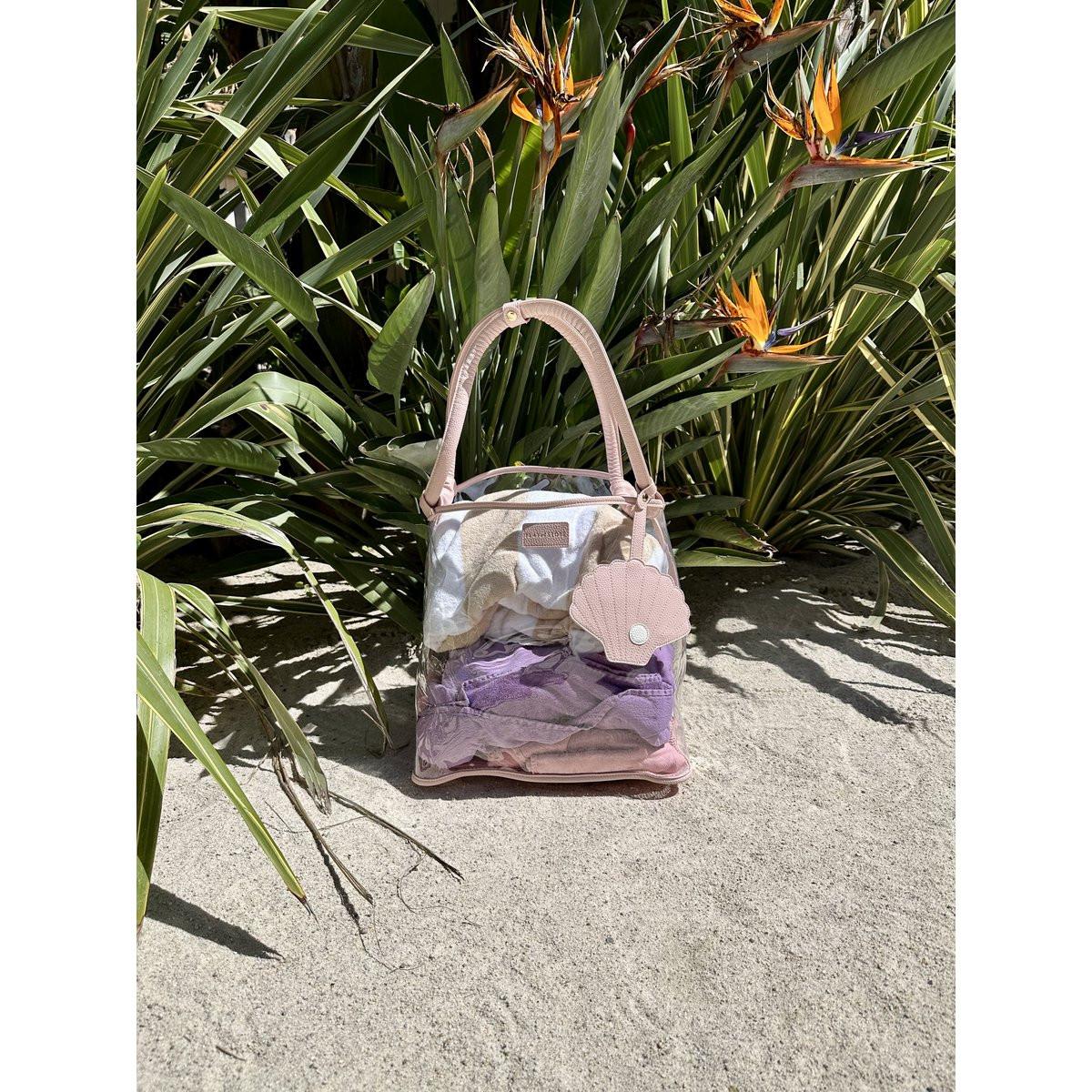 Play & Store Strandtasche – große transparente Badetasche mit Netzboden.