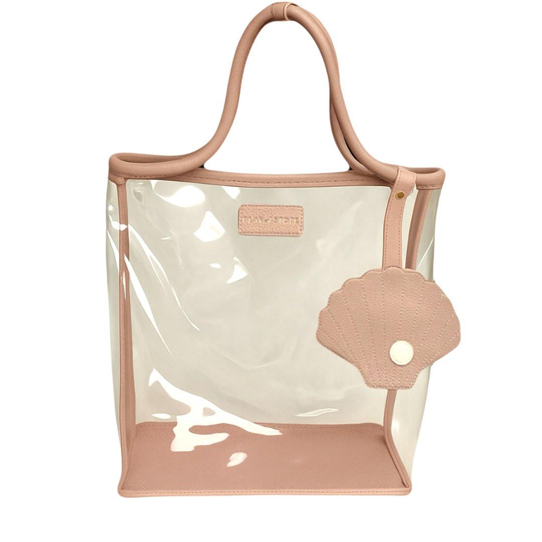 Play & Store Strandtasche – große transparente Badetasche mit Netzboden.