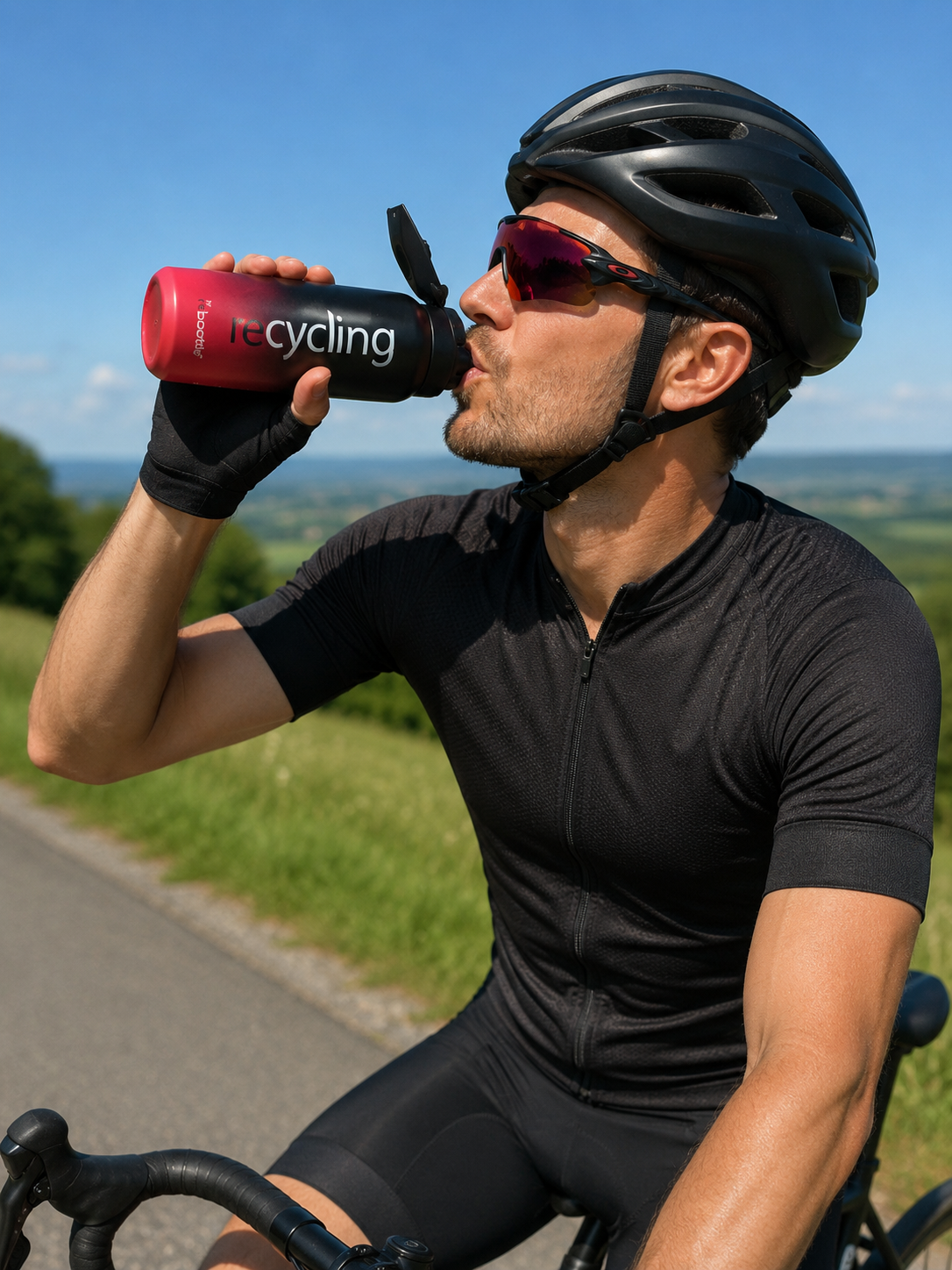 Thermo Trinkflasche 500 ml Green Neon & Gelb – doppelwandige Edelstahlflasche mit Strohhalm, für Fahrrad, Sport & unterwegs.