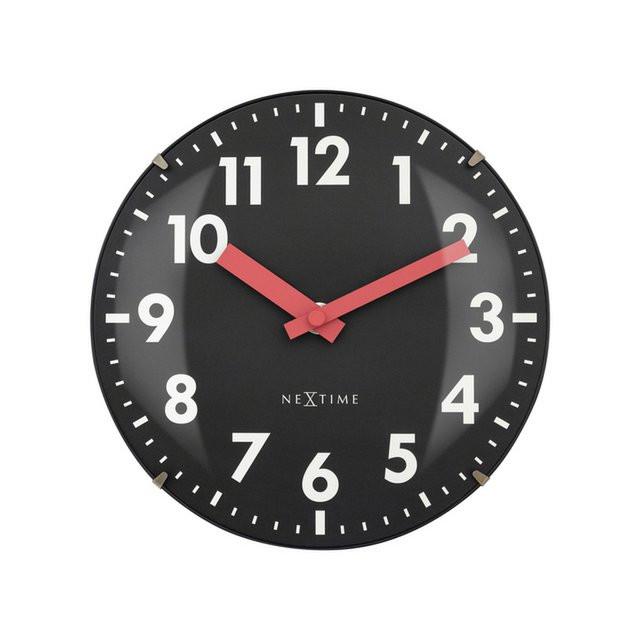 NeXtime Duomo Mini Tischuhr 20 cm Schwarz – klassische Uhr mit roten Zeigern.