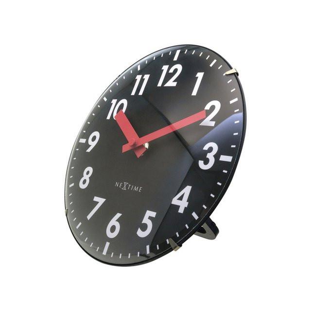 NeXtime Duomo Mini Tischuhr 20 cm Schwarz – klassische Uhr mit roten Zeigern.