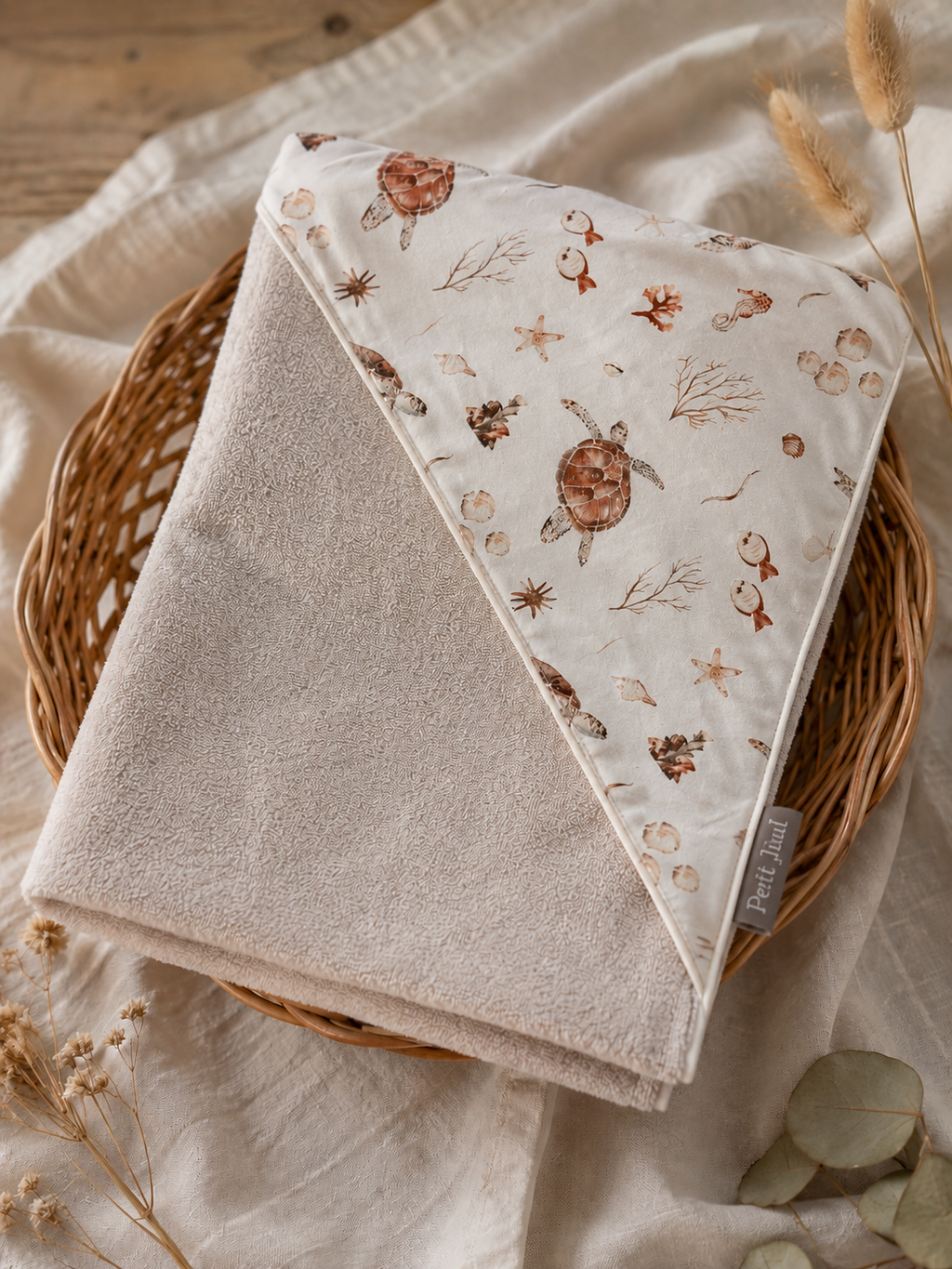 Wickeltuch Ocean Nude – weiches Baby-Wickeltuch aus Bio-Baumwolle & Samt