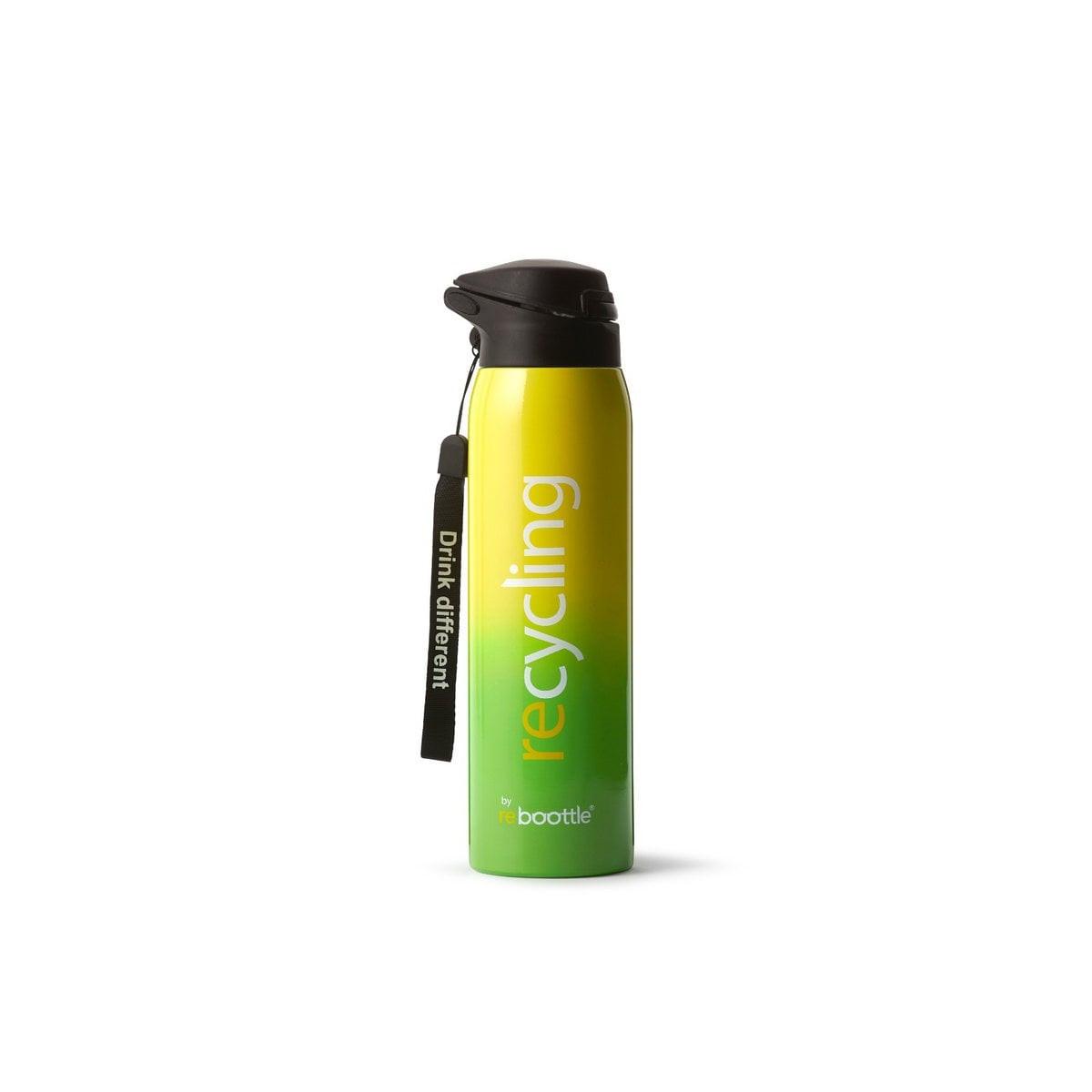 Thermo Trinkflasche 500 ml Green Neon & Gelb – doppelwandige Edelstahlflasche mit Strohhalm, für Fahrrad, Sport & unterwegs.
