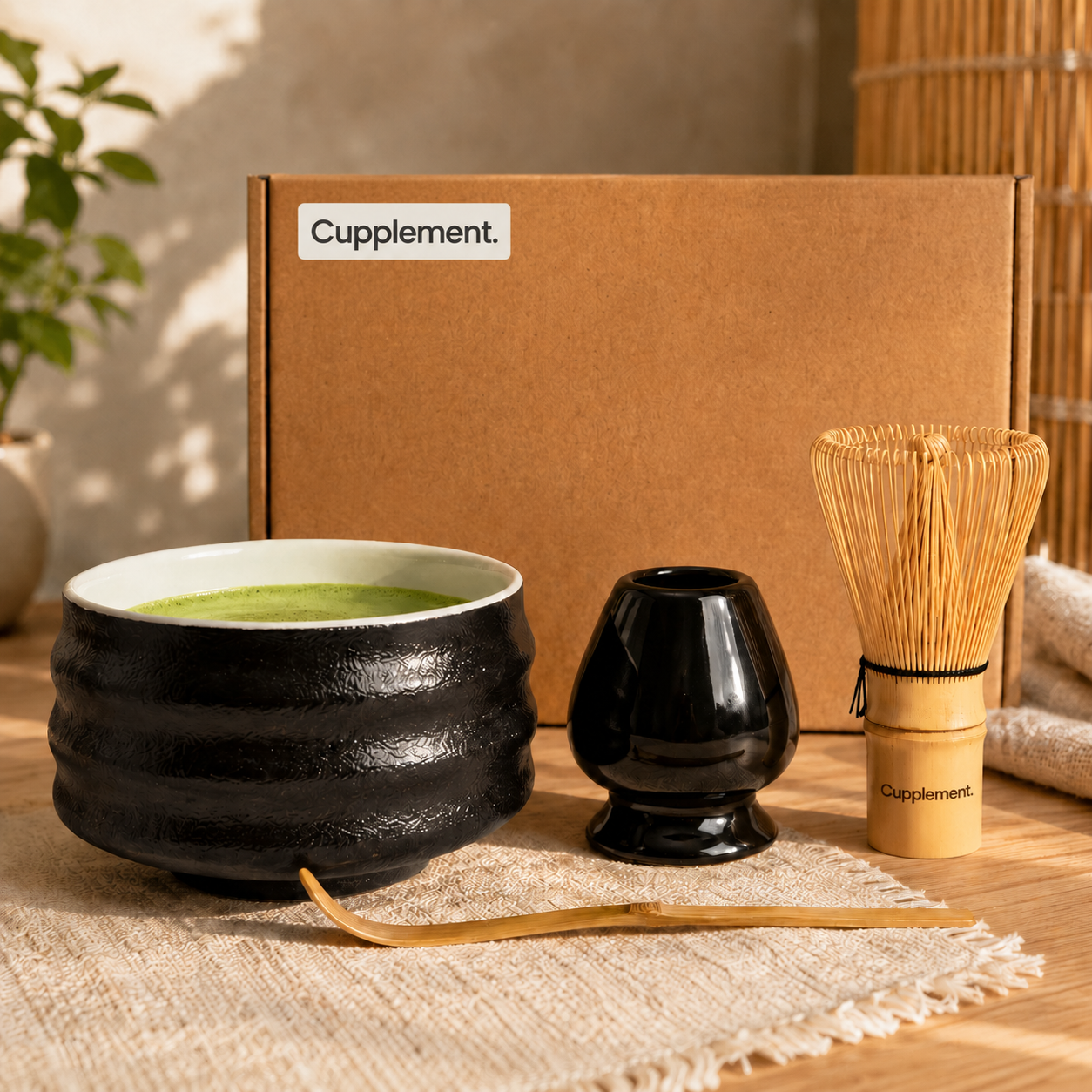Matcha Set Schwarz – Starterkit mit Bambusbesen, Chawan & Zubehör