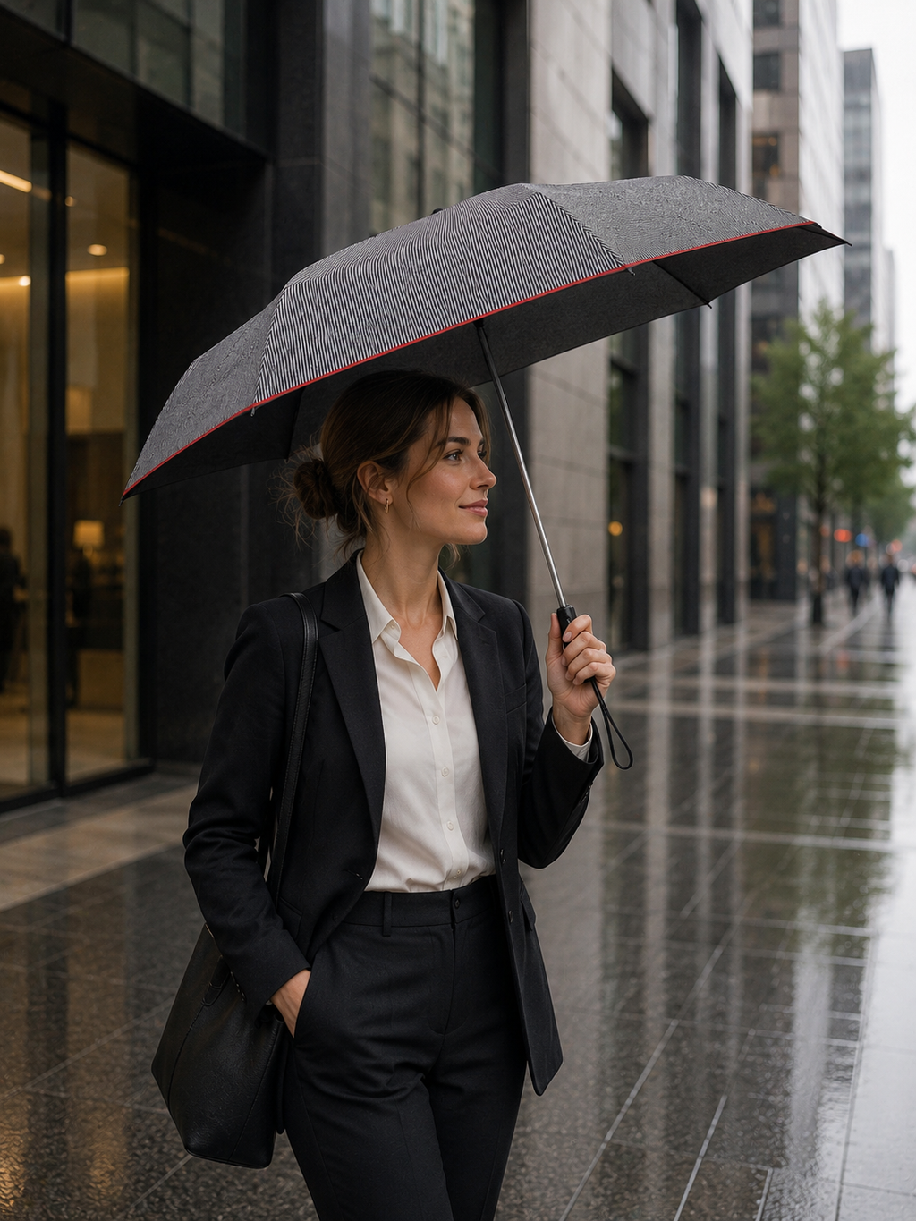 Vogue faltbarer Regenschirm – Automatikschirm winddicht | Schwarz-Weiß Prints.